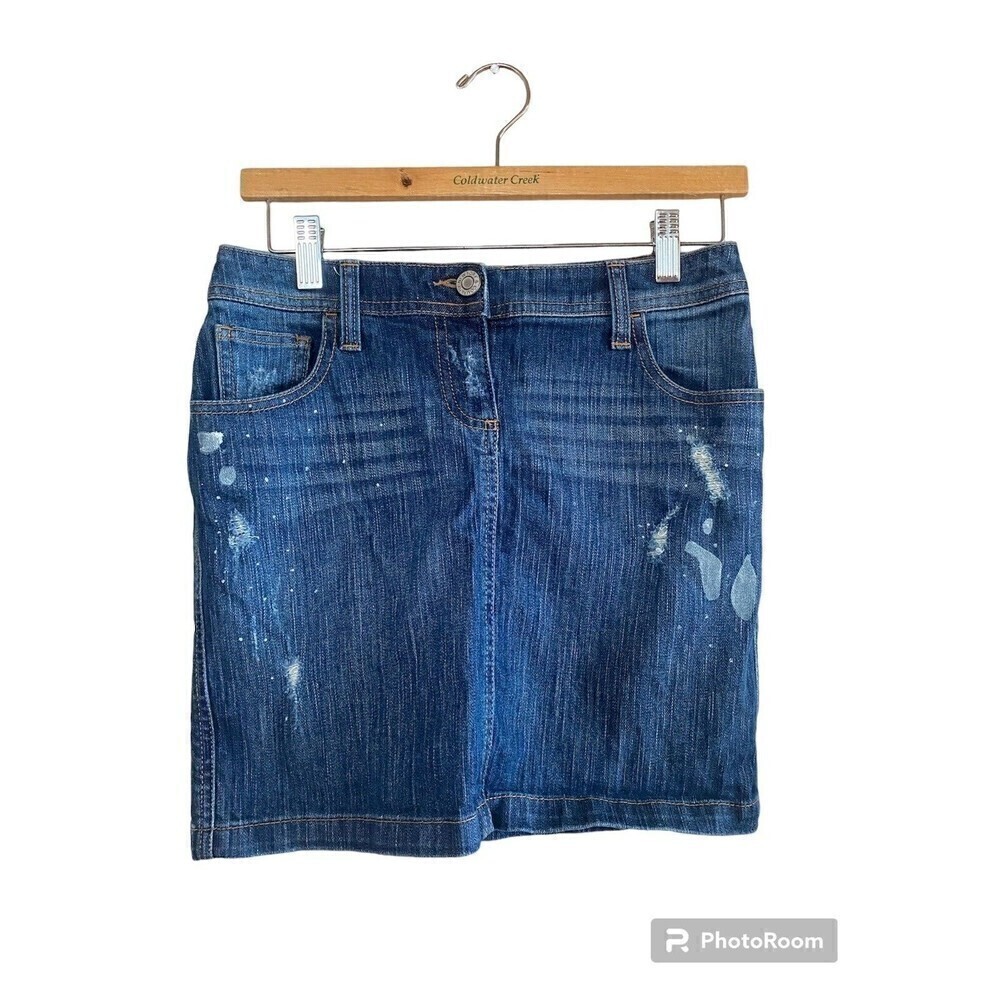 New York & Company Denim Destressed Skirt Sz.0